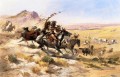Attaque sur un wagon Train Art occidental Amérindien Charles Marion Russell